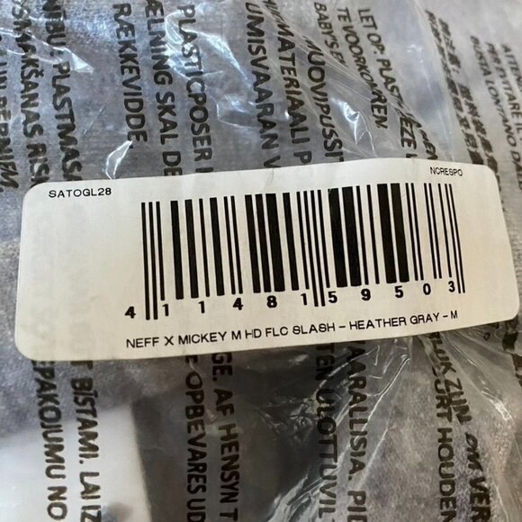 NEFF X Mickey Slash Unisex Hoodie Sz Med Heather Grey Disneyland - Picture 10 of 10